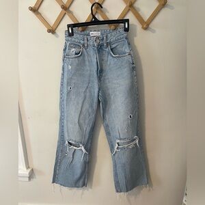 Zara Light Wash Distressed Denim Jeans size 0